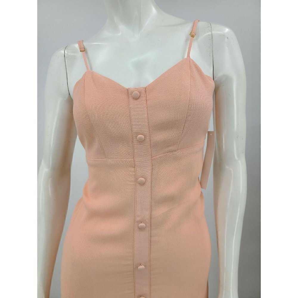 New Flynn Skye Mallory Midi Dress Womens XS Peach Rayon Cut Out Tie Back - Picture 2 of 7